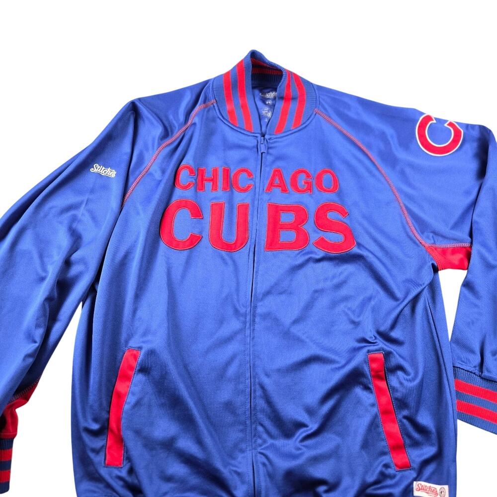 Vintage Chicago Cubs MLB‎ Stitches Full Zip Track Jacket Blue Red Size XL #333
